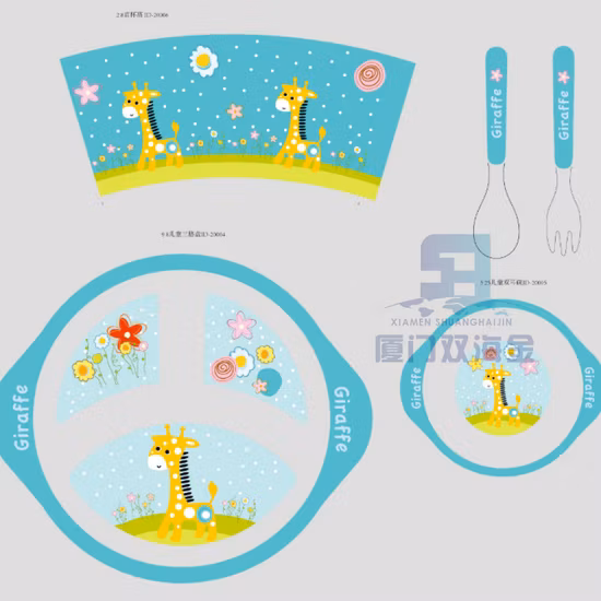 5 peças de talheres de melamina de fibra de bambu infantil