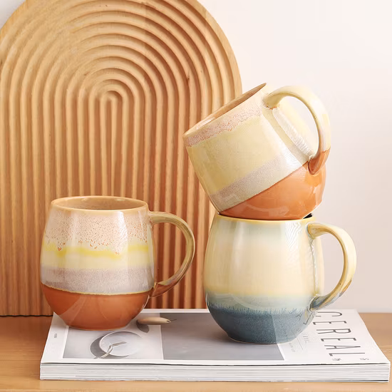 Caneca cerâmica porcelana louça caneca pura vitrificada utensílios de cozinha decoração com padrão de cor personalizado logotipo design customizalle